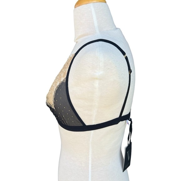 Valery Prestige Collection Luxury Gold Triangle Bra 38B Tulle Leavers Lace NWT - Picture 4 of 16